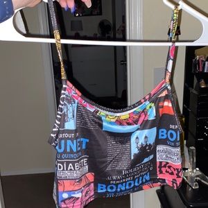 Newspaper 2 pc tank top biker shirt set